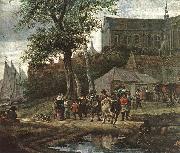 RUYSDAEL, Salomon van Tavern with May Tree (detail) af oil painting on canvas